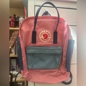 Limited edition Fjallraven Kånken pink and dark blue backpack